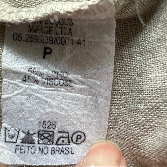 Mirage Pants Linen Blend Paper Bag Waist Wide Leg Beige Pockets - Picture 7 of 8